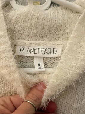 Planet Gold Women's Cream Fuzzy Sweater
